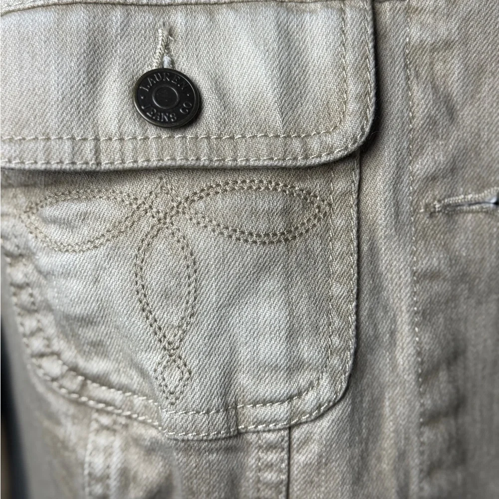LRL Lauren Jeans Co Cream Denim Trucker Jean Jacket Size S - Picture 2 of 10